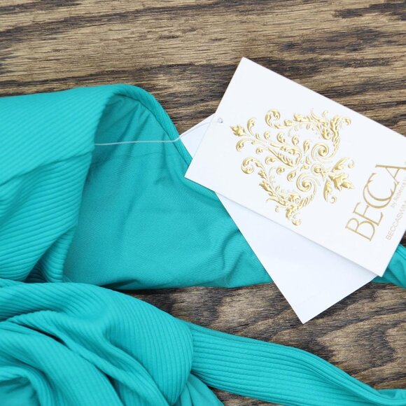 NWT Becca Womens Standard Modern Edge High-Leg One Piece Swimsuit Peacock Blue M - Picture 6 of 7